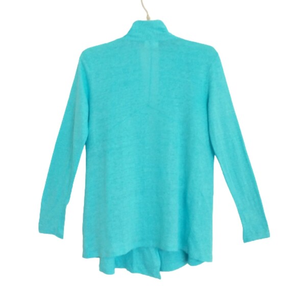 J. Jill Love Linen Turquoise Blue Long Open Cardigan Jacket XS Generous Fit - Picture 5 of 9